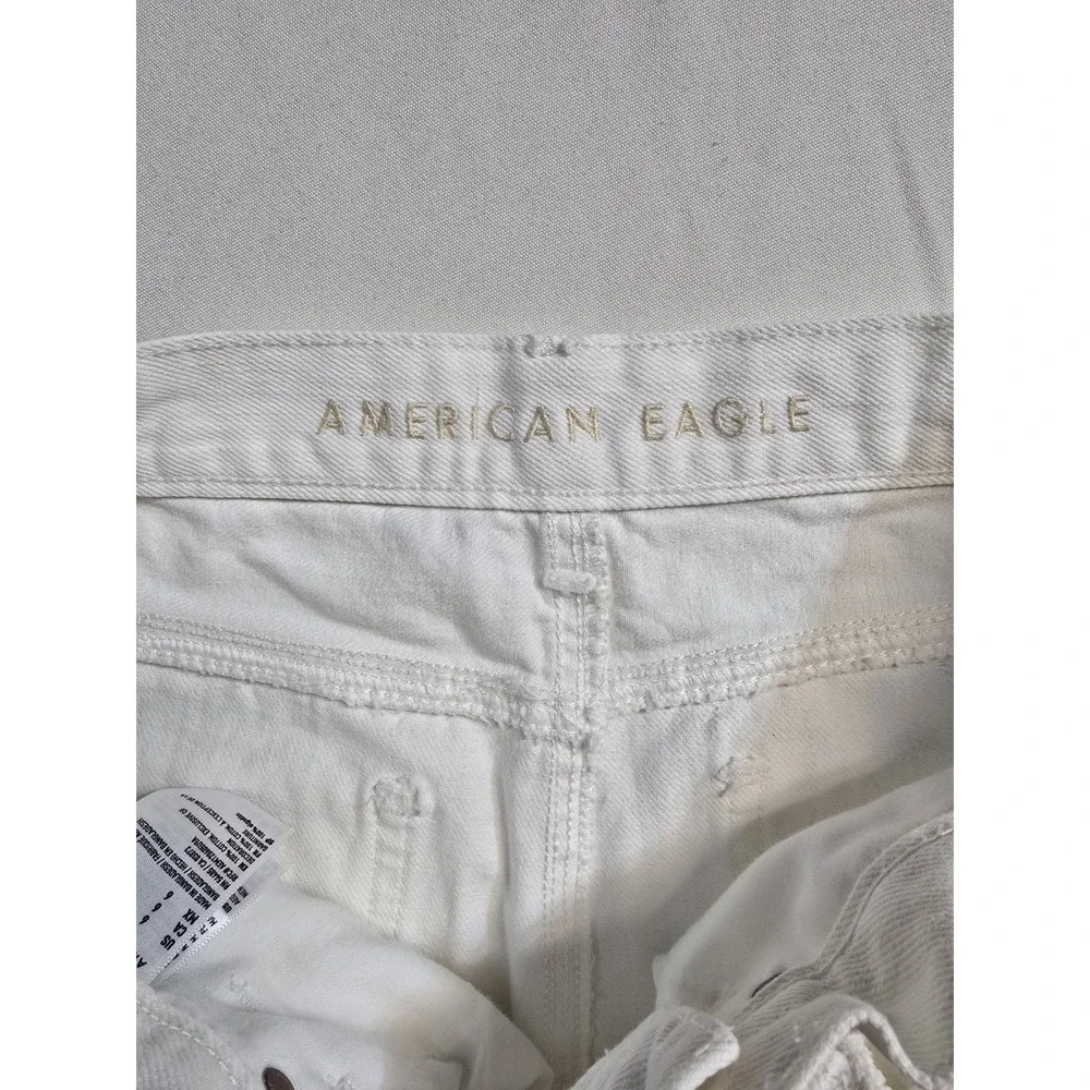 American‎ Eagle Women's Denim Shorts Highest Rise Mom Short  White 6